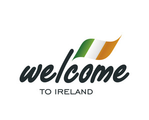 Welcome to Ireland flag sign logo icon