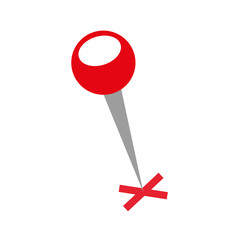 map pin with a cross marker shape location vector illustration