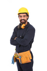 Smiling beard worker