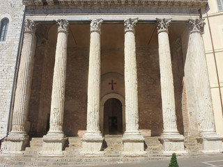 Fototapeta premium Assisi, Italy, a Unesco world heritage. The Temple of Minerva located in the city center