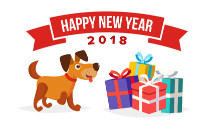 Christmas Dog Sale Banner Template Vector. Holidays Sale Announcement. Isolated On White Illustration