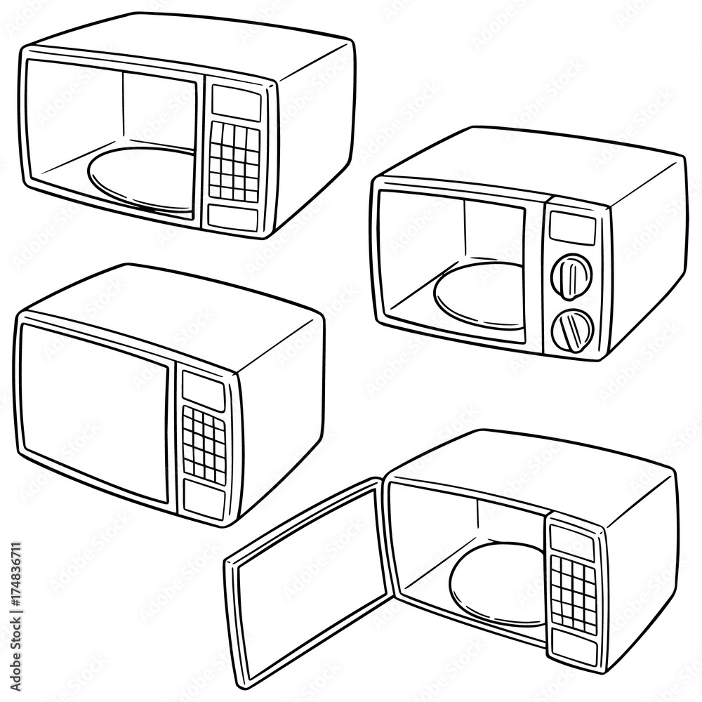 Poster vector set of microwave oven