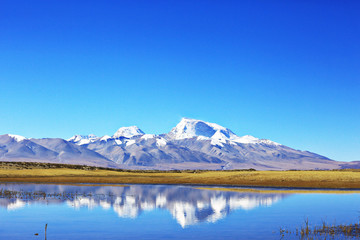 sacred lake in tibet landscape
