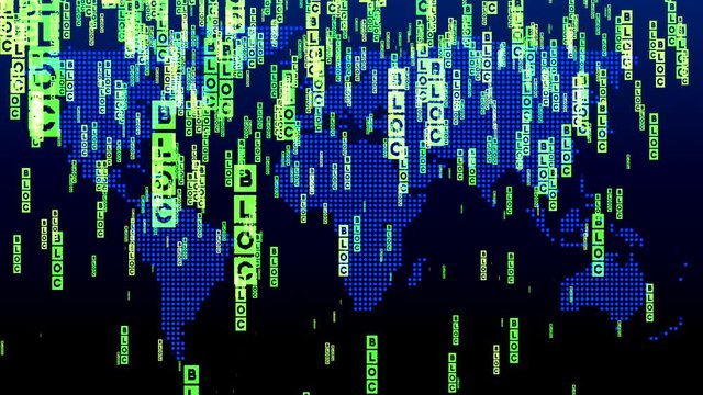 Blockchain or block chain. Illustration. Each letter as part of a word