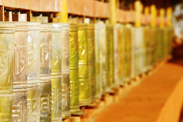 Buddhist religious symbols inscriptions in Tibet old runes