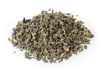 Green oolong tea isolated on white background