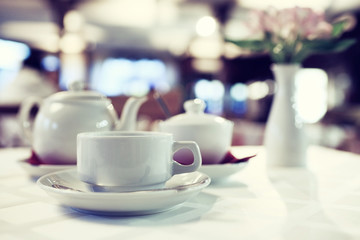 Green tea in a cafe decorations