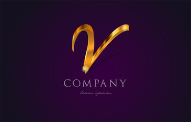 Fototapeta premium v gold golden alphabet letter logo icon design