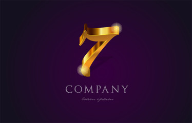 7 seven gold golden number numeral digit logo icon design
