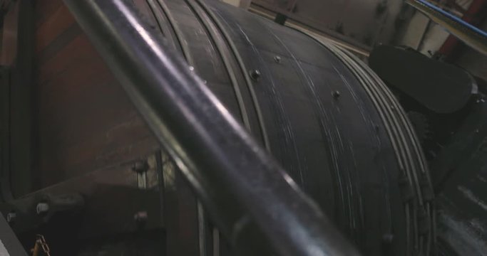Factory of leather production. Sponging barrel for dyeing leather