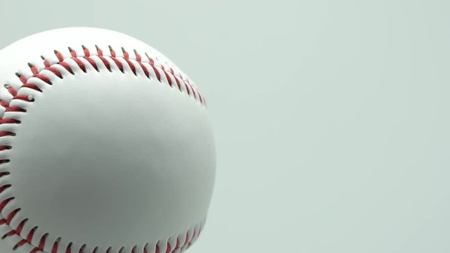 Rotate isolated baseball on a white background and red stitching baseball. copy space.