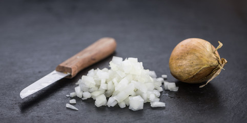 Fototapeta premium Fresh made Diced white onions