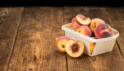 Peaches close-up shot, selective focus