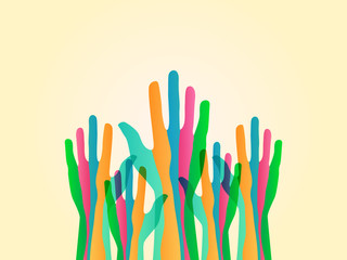 colorful hands up vector background