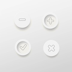 Four smooth validation Button with drop gray shadow on white