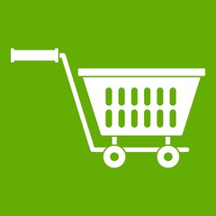 Plastic shopping trolley icon green