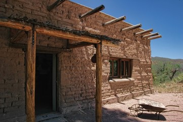 Fototapeta na wymiar Mud brick house in rural Colorado, on the plains