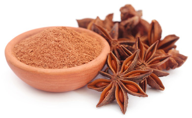 Aromatic star anise with ground spice