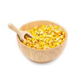 Dried corn maize isolated on the white background.