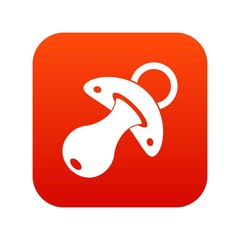 Baby pacifier icon digital red