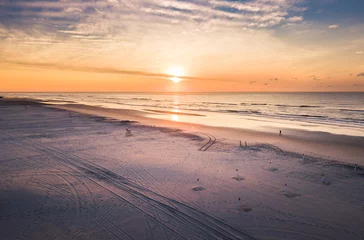 Sunrise over the ocean aerial view