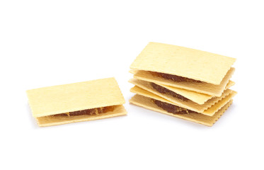 cheese biscuit stuff with pineapple jam on white background