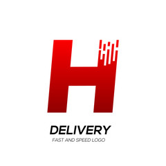 Obraz premium Letter H with Delivery service logo, Fast Speed, Moving and Quick, Digital and Technology for your Corporate identity