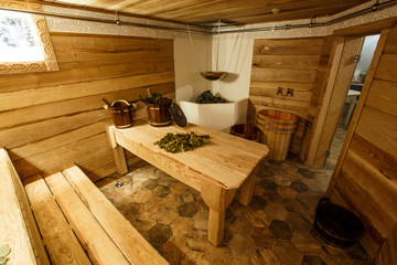 Obraz na płótnie Canvas wooden russian sauna