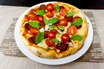 tasty pizza on a the table