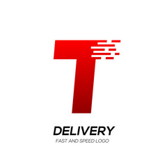 Obraz premium Letter T with Delivery service logo, Fast Speed, Moving and Quick, Digital and Technology for your Corporate identity