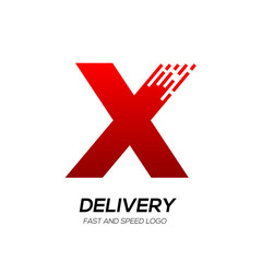 Obraz premium Letter X with Delivery service logo, Fast Speed, Moving and Quick, Digital and Technology for your Corporate identity