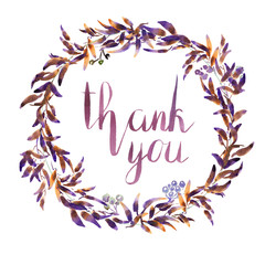 Obraz premium Wreath romantic watercolor purple Summer flowers frame