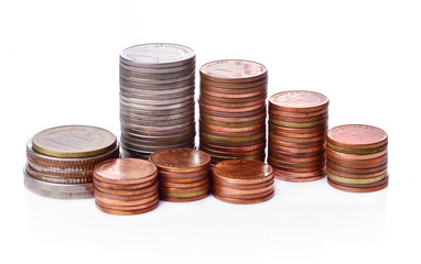 Coin thai bath on white background