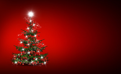 Weihnachtsbaum vor Rotem Hintergrund