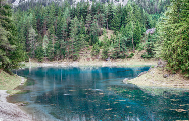 Alpine mountain green lake. Gruner see, Austria