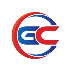 gc logo vector modern initial swoosh circle blue and red