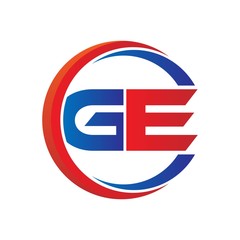ge logo vector modern initial swoosh circle blue and red