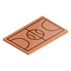 Icon playground basketball in isometric, vector illustration.