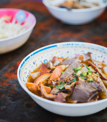 Paste of rice flour with a boiled egg of Thai food style