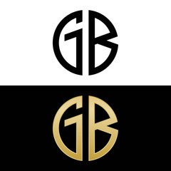 gb initial logo circle shape vector black and gold - obrazy, fototapety, plakaty