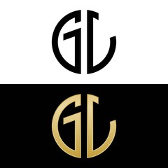 gl initial logo circle shape vector black and gold © triwaw