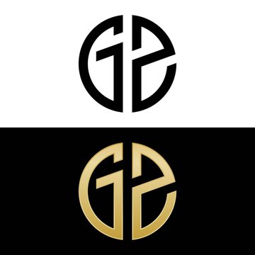 gz initial logo circle shape vector black and gold