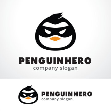 Penguin Hero Logo Template Design Vector, Emblem, Design Concept, Creative Symbol, Icon
