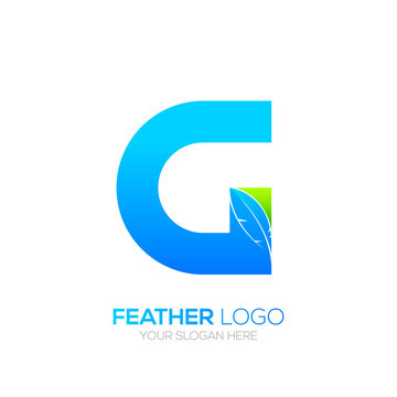 Letter G with Feather logo, Fountain pen, Law, Legal, Lawyer, Copywriter, Writer logotype for your Corporate identity