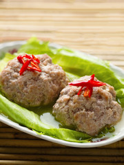 chinese steamed lion head pork meat ball