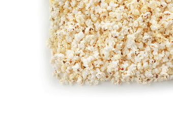 Delicious popcorn on white background