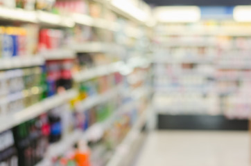 blur snacks and beverage in store or mini mart.
