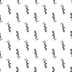 Leaves seamless pattern background. Template for a business card, banner, poster, notebook, invitation with modern hand drawn leaves