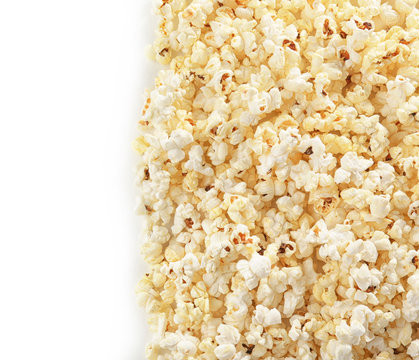 Delicious popcorn on white background