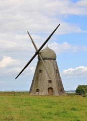 Old timber windmill in Jutland, Denmark.